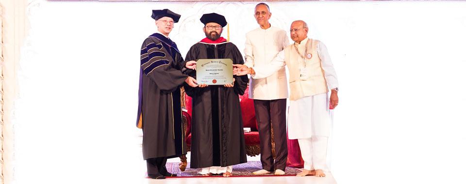 Pujya Gurudevshri conferred with Honorary Doctor of Divinity (PhD)